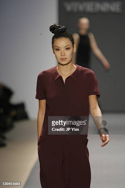 Gia wearing Vivienne Tam Fall 2007 during Mercedes Benz Fashion Week Fall 2007 - Vivienne Tam - Runway at The Promenade, Bryant Park in New York...