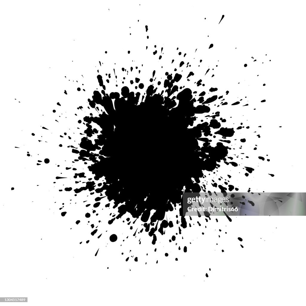 Black Ink Particle Black Ink Splatter On White Background Formed By Individual Particles ...