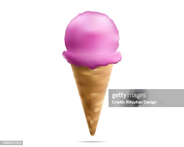 ice cream illustration with strawberry flavour on white background. vector design template for promotional banner or poster - chocolate packaging stock illustrations