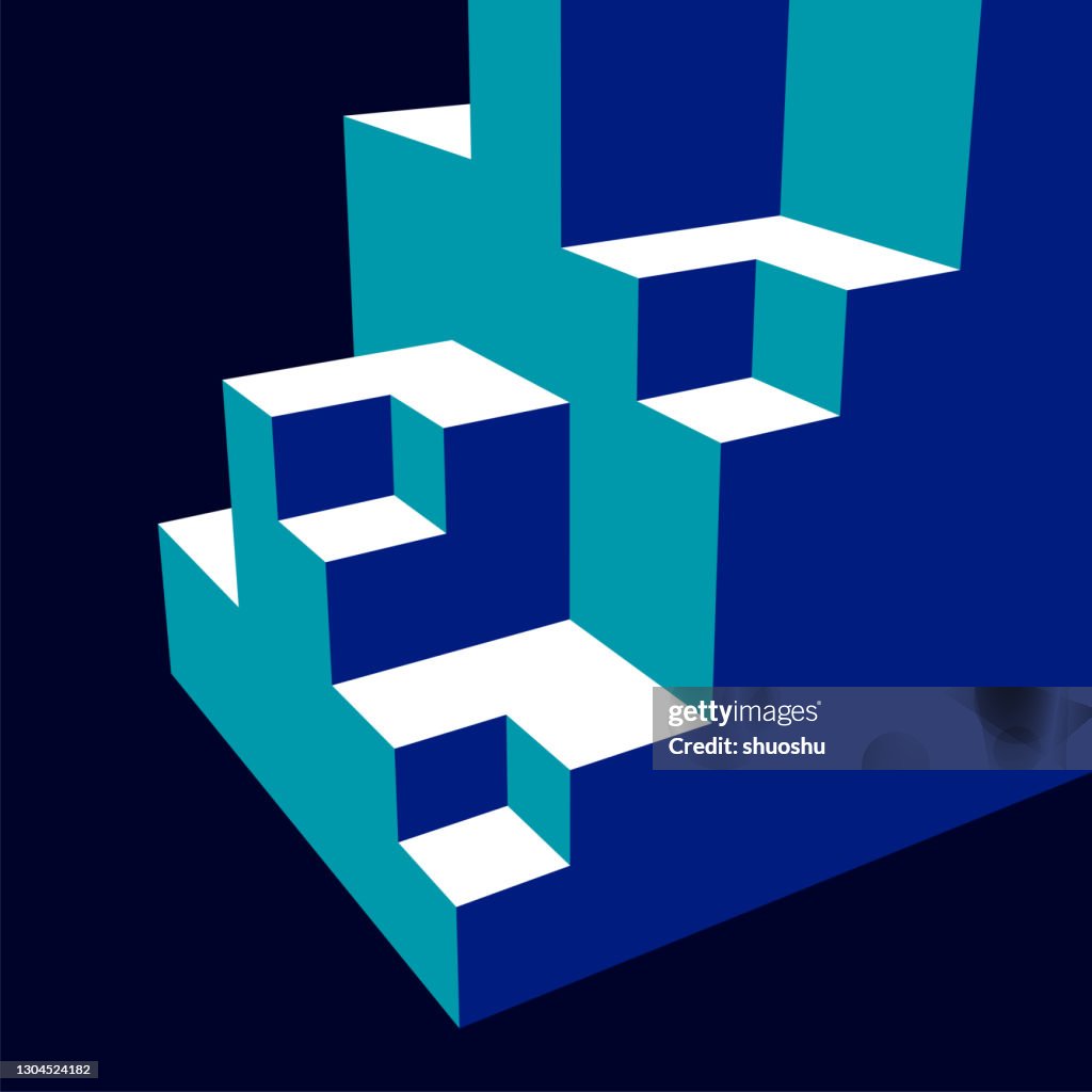 Color 3d Cube Model Structure Pattern Background High-Res Vector ...