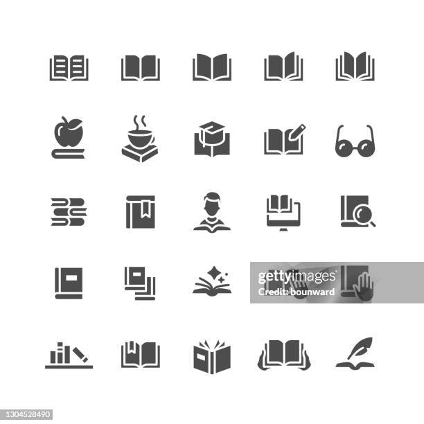 book flat icons - hand flat open stock illustrations
