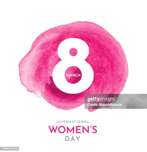 march 8, international women's day. watercolor background. vector - number 8 stock illustrations
