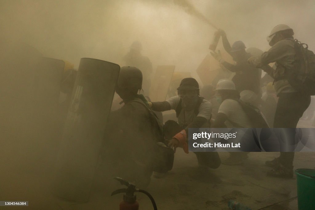 Riot Police Crack Down On Anti-coup Protesters