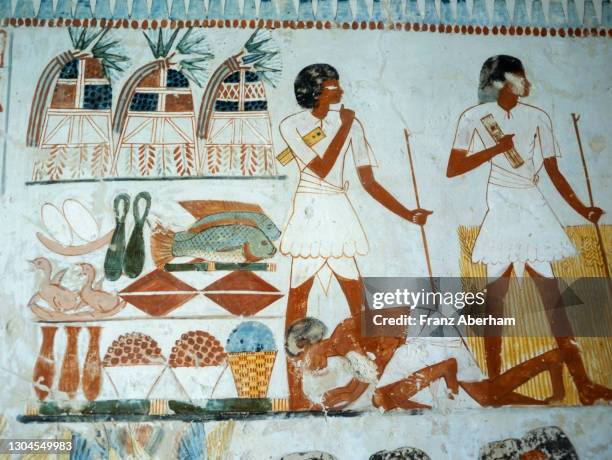 wall painting, tomb of pa-heka-men, valley of the kings, egypt 1978 - 1978 imagens e fotografias de stock