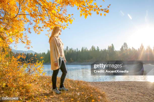 mature adult lake sunrise autumn - eureka california stock pictures, royalty-free photos & images