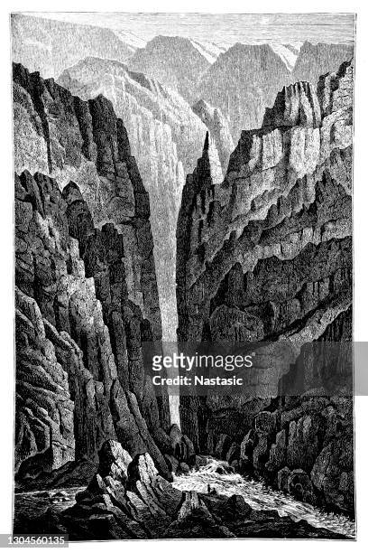 der grand canyon ist ein steilschlucht, der vom colorado river in arizona geschnitzt wurde. - wildwasser stock-grafiken, -clipart, -cartoons und -symbole