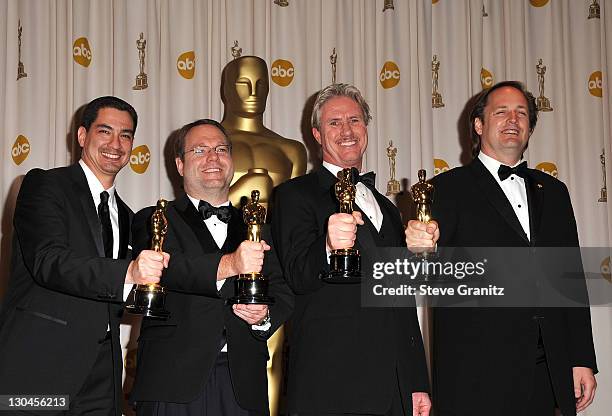 Eric Barba, Steve Preeg, Burt Dalton and Craig Barron poses in the 81st Annual Academy Awards press room held at The Kodak Theatre on February 22,...