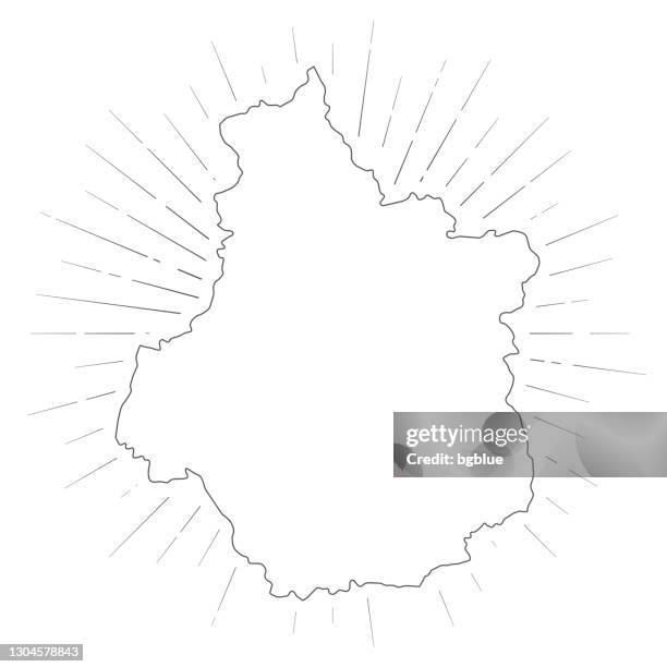 centre-val de loire map with sunbeams on white background - loiret stock illustrations