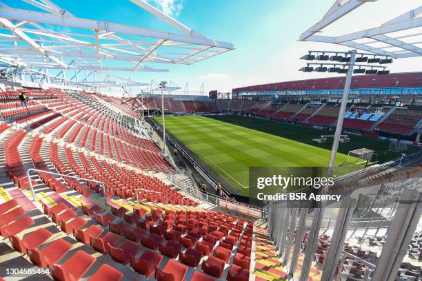 General view of AFAS Stadion during the Dutch Eredivisie match between AZ and Feyenoord at AFAS Stadion on February 28, 2021 in Alkmaar, Netherlands