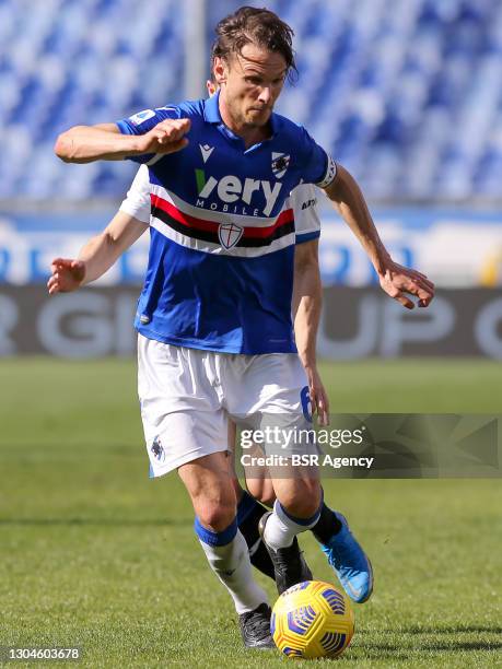 Albin Ekdal of Sampdoria during the Serie A match between Sampdoria and Atalanta at Stadio Luigi Ferraris on February 28, 2021 in Genua, Italy