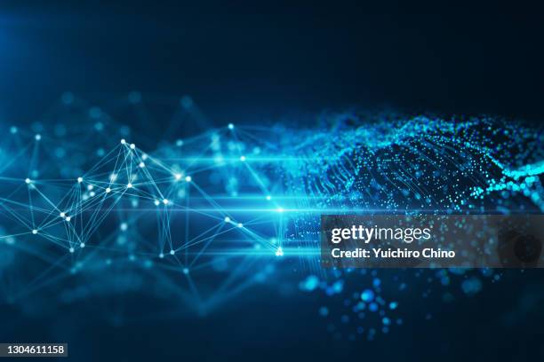 network and data connection - blue digital background stock-fotos und bilder