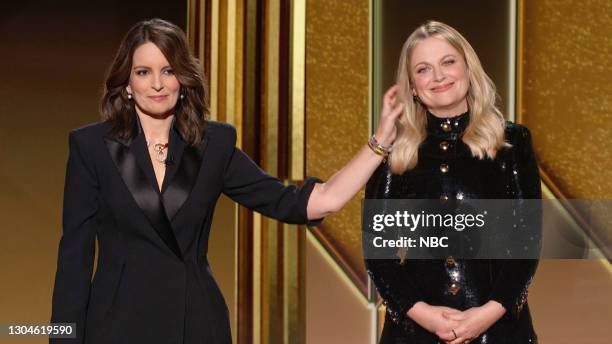 78th Annual GOLDEN GLOBE AWARDS -- Pictured in this screengrab released on February 28, Co-hosts Tina Fey and Amy Poehler speak onstage at the 78th...