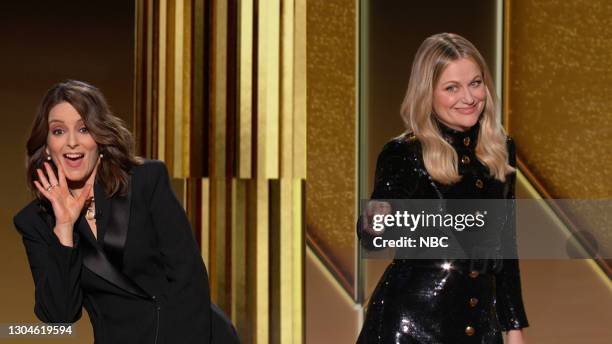 78th Annual GOLDEN GLOBE AWARDS -- Pictured in this screengrab released on February 28, Co-hosts Tina Fey and Amy Poehler speak onstage at the 78th...