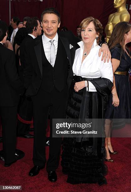 Actor Jeremy Renner and his mother Valerie Cearley arrive at the 82nd Annual Academy Awards held at the Kodak Theatre on March 7, 2010 in Hollywood,...