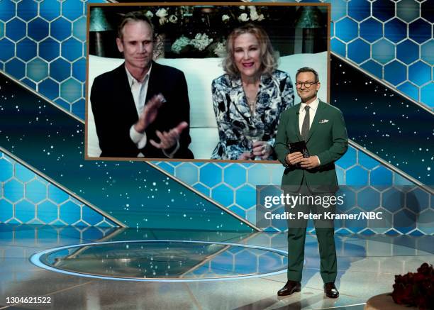 78th Annual GOLDEN GLOBE AWARDS -- Pictured: Catherine O'Hara accepts the Best Television Actress – Musical/Comedy Series award for ‘Schitt's Creek’...