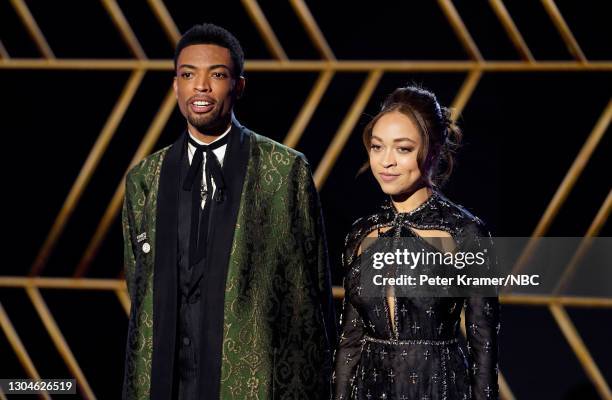 78th Annual GOLDEN GLOBE AWARDS -- Pictured in this image released on February 28, Jackson Lee and Satchel Lee speak onstage at the 78th Annual...