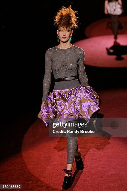 Model Diana Dondoe walks the runway at the Marc Jacobs Fall 2009 show during Mercedes-Benz Fashion Week at NY State Armory on February 16, 2009 in...