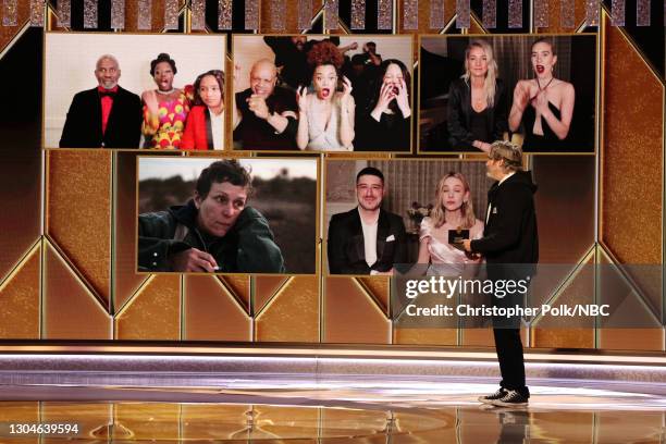 78th Annual GOLDEN GLOBE AWARDS -- Pictured: Andra Day reacts after being named winner of the Best Actress - Motion Picture Drama award for ‘The...