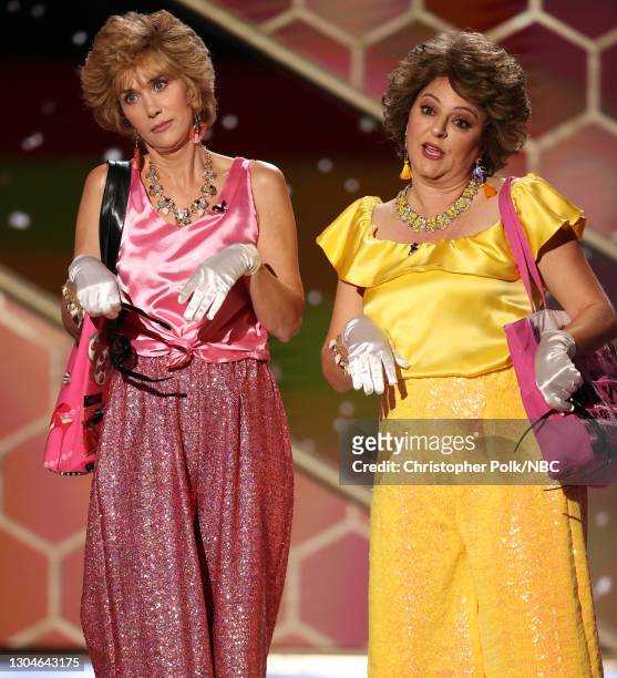 78th Annual GOLDEN GLOBE AWARDS -- Pictured: Kristen Wiig and Annie Mumolo speak onstage at the 78th Annual Golden Globe Awards held at The Beverly...