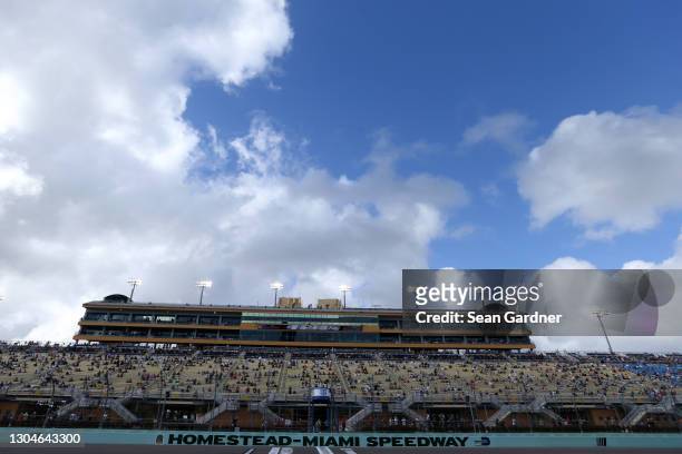 General view of the grandstands during the NASCAR Cup Series Dixie Vodka 400 at Homestead-Miami Speedway on February 28, 2021 in Homestead, Florida.