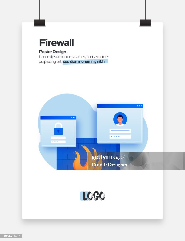 Firewall Cartoon Computer Firewall Related Cartoon Style Flat Design Vector Illustration High-Res ...