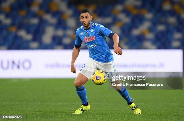 Faouzi Ghoulam of SSC Napoli during the Serie A match between SSC Napoli and Benevento Calcio at Stadio Diego Armando Maradona on February 28, 2021...