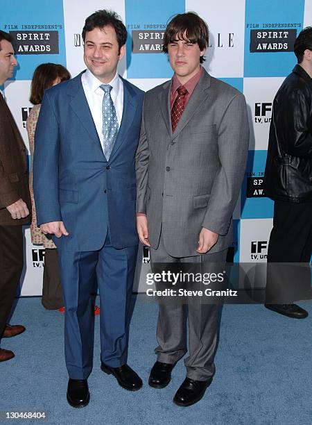 Jimmy Kimmel and Kevin Kimmel during 2007 Film Independent's Spirit Awards - Arrivals at Santa Monica Pier in Santa Monica, California, United States.