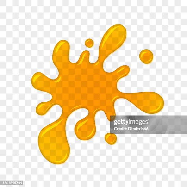 stockillustraties, clipart, cartoons en iconen met blob transparante splash op gecontroleerde achtergrond. - splash jus d'orange