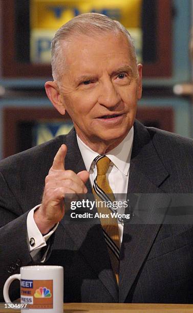 Former presidential candidate Ross Perot discusses his presidential endorsement for George W. Bush on NBC''s ''Meet the Press'' November 5, 2000 in...