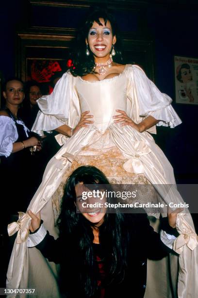 Cathy Guetta and Adeline Blondieau attend Cathy Guetta Celebrates her 30th Anniversary » at Les Bains Douches on March 30, 1994 in Paris, France.