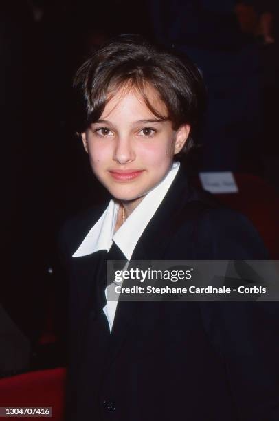 Natalie Portman attends the Premiere of « Leon » at Gaumont Italie, on September 14,1994 in Paris, France.