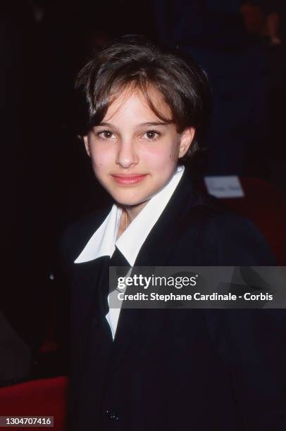 Natalie Portman attends the Premiere of « Leon » at Gaumont Italie, on September 14,1994 in Paris, France.