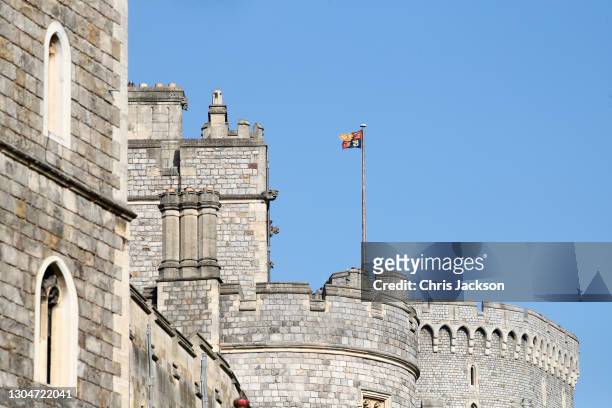 General view of Windsor Castle on March 01, 2021 in Windsor, England. The Duke of Edinburgh was today transferred from King Edward VII's Hospital to...
