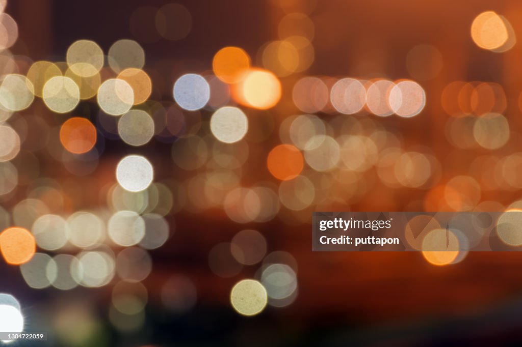 Bokeh, Defocused Image Of Illuminated Lights At Night