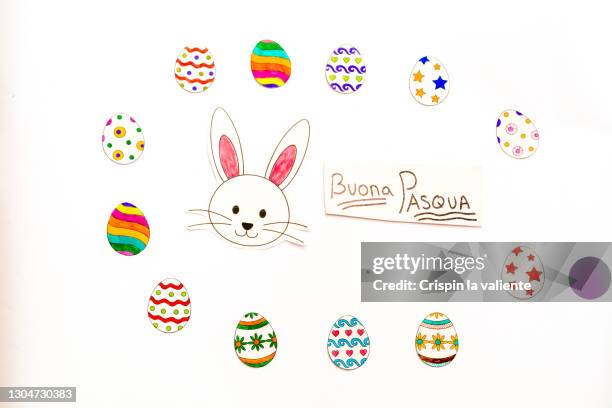 easter crafts on white , buona pasqua - buona pasqua fotografías e imágenes de stock