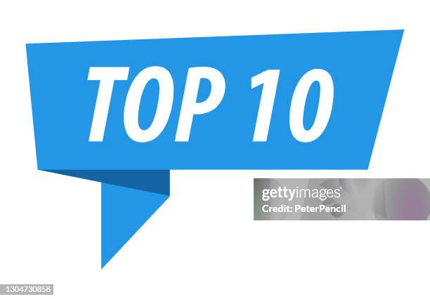 top 10 - banner, sprechblase, label, bandvorlage. vektor-stock-illustration - top 10 stock-grafiken, -clipart, -cartoons und -symbole