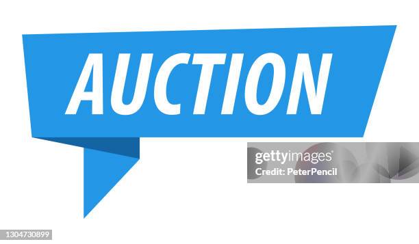 auction - banner, speech bubble, label, ribbon template. vector stock illustration - auctioneer stock illustrations