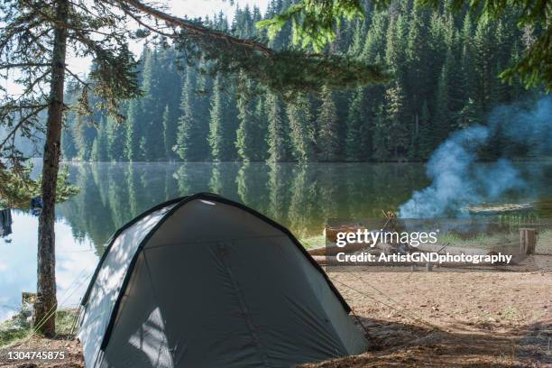 camping ground. - campfire no people stock pictures, royalty-free photos & images