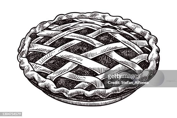 ilustrações de stock, clip art, desenhos animados e ícones de vector drawing of a pie - tarte de sobremesa