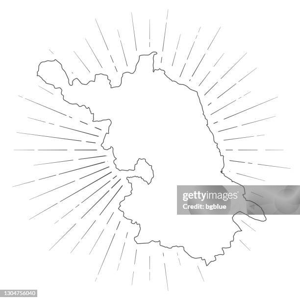 jiangsu map with sunbeams on white background - nanjing stock illustrations