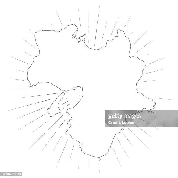 kansai map with sunbeams on white background - osaka stock illustrations