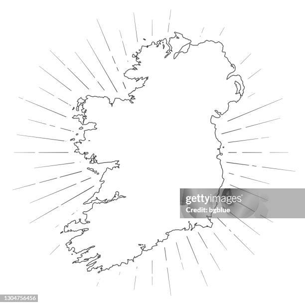 ireland map with sunbeams on white background - dublin stock illustrations