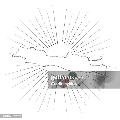爪哇地圖與陽光在白色背景 爪哇地圖與陽光在白色背景