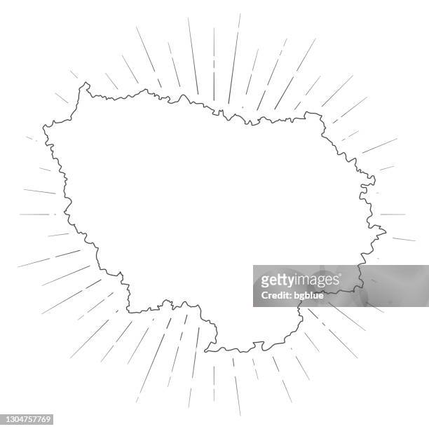 ile-de-france map with sunbeams on white background - ile de france stock illustrations