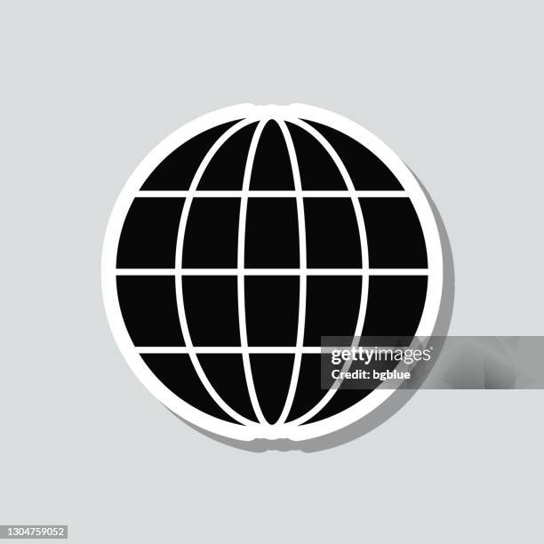 world. icon sticker on gray background - the greenwich meridian stock illustrations