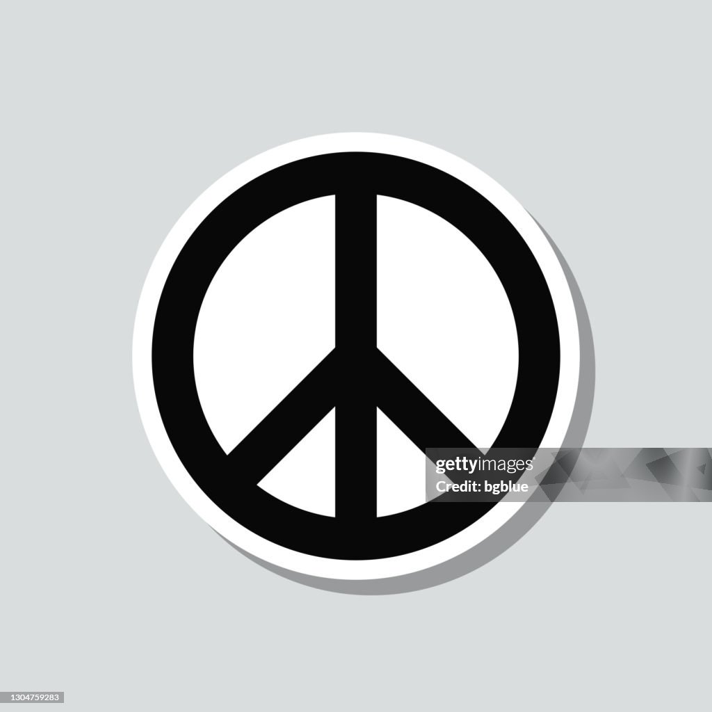 Frieden. Icon-Aufkleber auf grauem Hintergrund