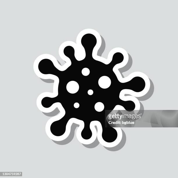 coronavirus cell (covid-19). icon sticker on gray background - viral stock illustrations
