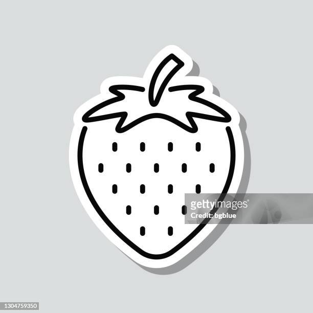 strawberry. icon sticker on gray background - strawberry stock illustrations