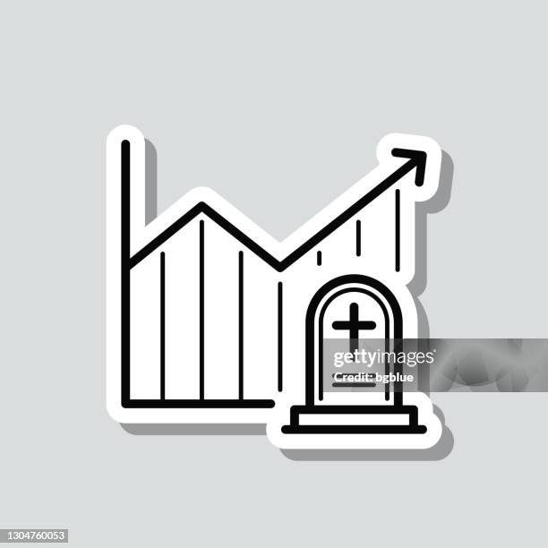 chart of increased mortality. icon sticker on gray background - cross shadow stock illustrations