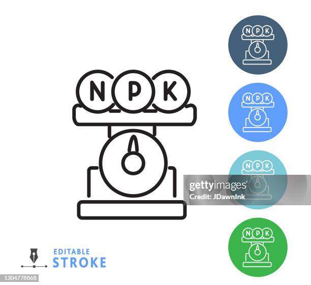 modern farm and agriculture nitrogen, phosphorous, potassium ratio icon concept thin line style - editable stroke - nitrogen stock illustrations